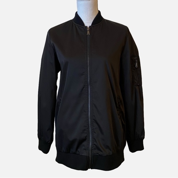 Bernardo Black Satiny Bomber Boyfriend Zip Up Jacket Small - Picture 1 of 16